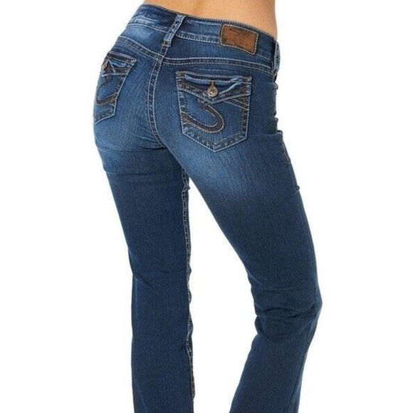 Silver Jeans Denim - Silver Jeans SUKI Mid Boot Cut Jeans Dark Wash Bootcut Plus Size 18 H13231